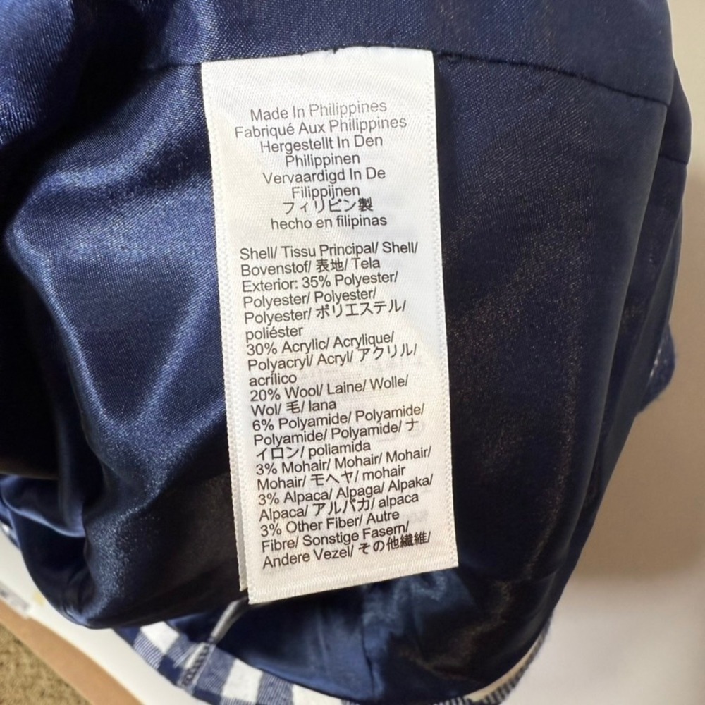 NWT J.Crew Alfie Topcoat in Buffalo Check Italian Wool Navy‎ 14 - Picture 9 of 11